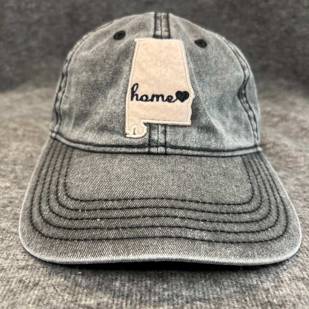 Alabama Gray/Pink‎ Denim Hat by Home Free Leather Strap Back Adjustable Cap